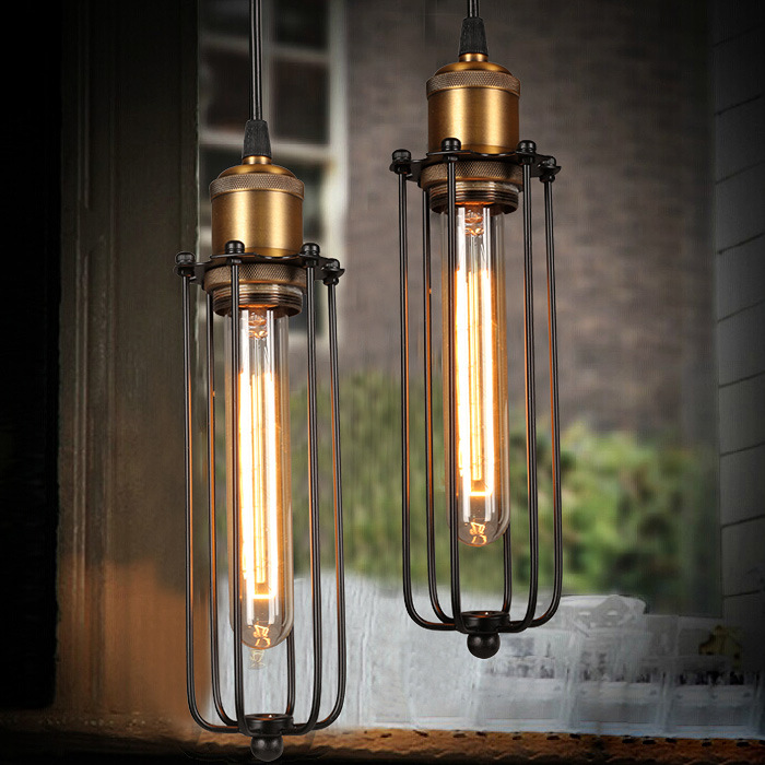 BowLift | Retro Industrial Pendant Light with Metal Cage
