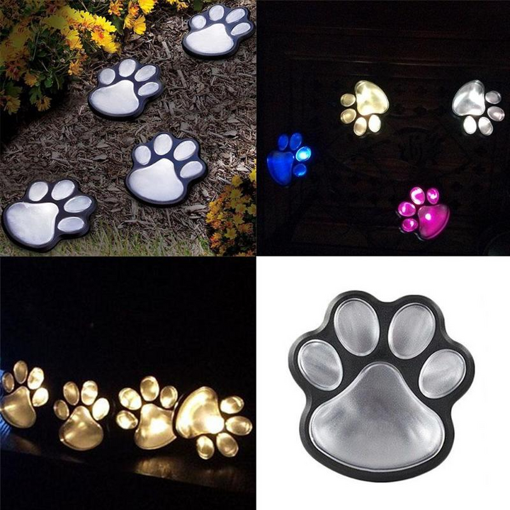 BowLift | Solar lamp in paw print design – LED garden lighting in multicolor for outdoor use