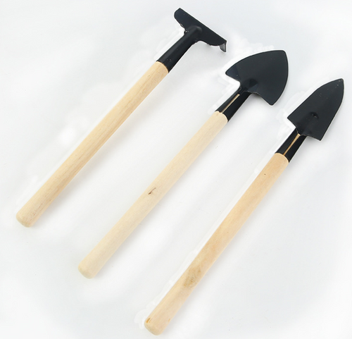 BowLift | 3-piece garden tool set with wooden handles – Handy shovel, rake, and hoe for garden maintenance