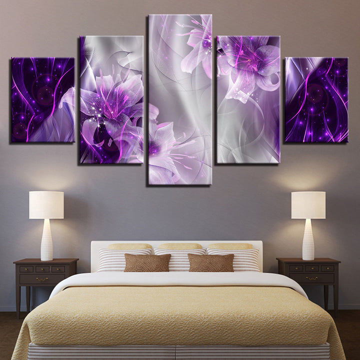 Fantasy Purple Lilies 5 Piece - Canvas Wall Art Painting | Bowlift