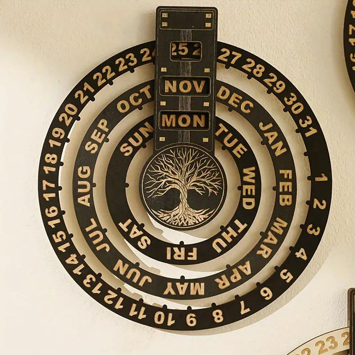 Wood Rotating Circular Perpetual Calendar | Bowlift