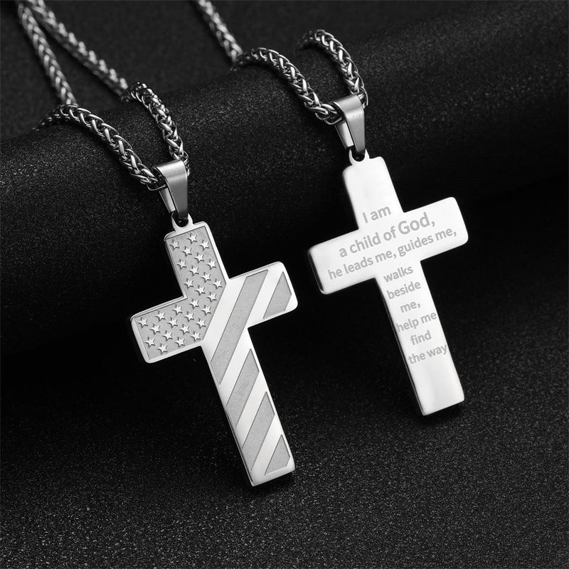 BowLift | American Flag Cross Pendant Necklace