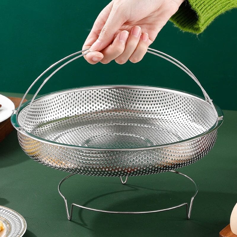 Multi-function Stainless Steel Steamer Drain Basket with Handle | Bowlift