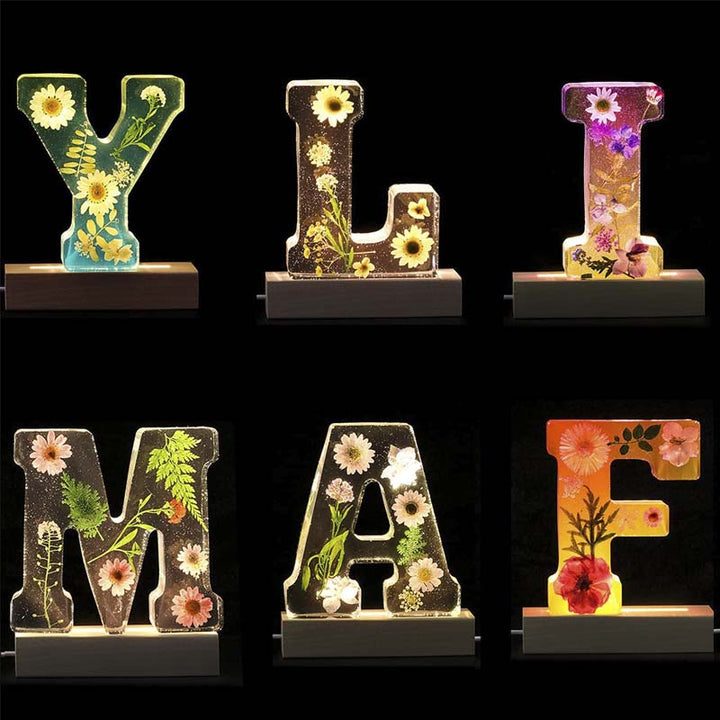 Harz-Flower-Night Light | LED-Decorative Lamp in Letter Shape