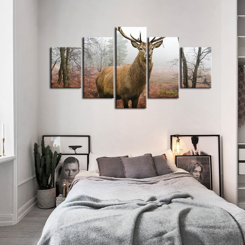 5 Piece Misty Fall Deer - Canvas Wall Art Paintings | Bowlift
