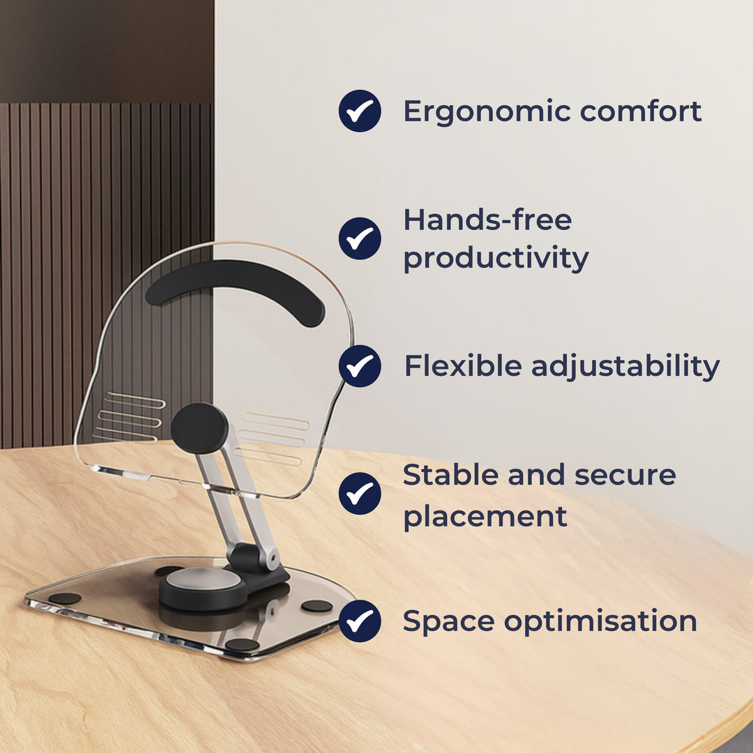 Ergonomic Adjustable Angles – Acrylic Foldable Non-slip – Home Office & Study Bowlift