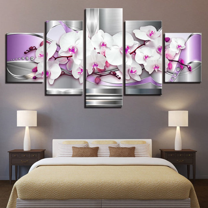 5 Piece Pink Hue White Flower - Canvas Wall Art Painting | Bowlift