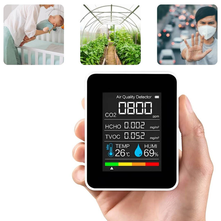 BowLift | CO2 Carbon Dioxide Monitor - Air Quality Detector with Real-Time Alerts for Home and Office Air Quality Monitoring