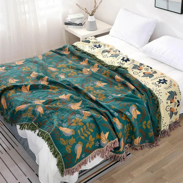 BowLift | Reversible Scandinavian Bird Blanket - NordicNest