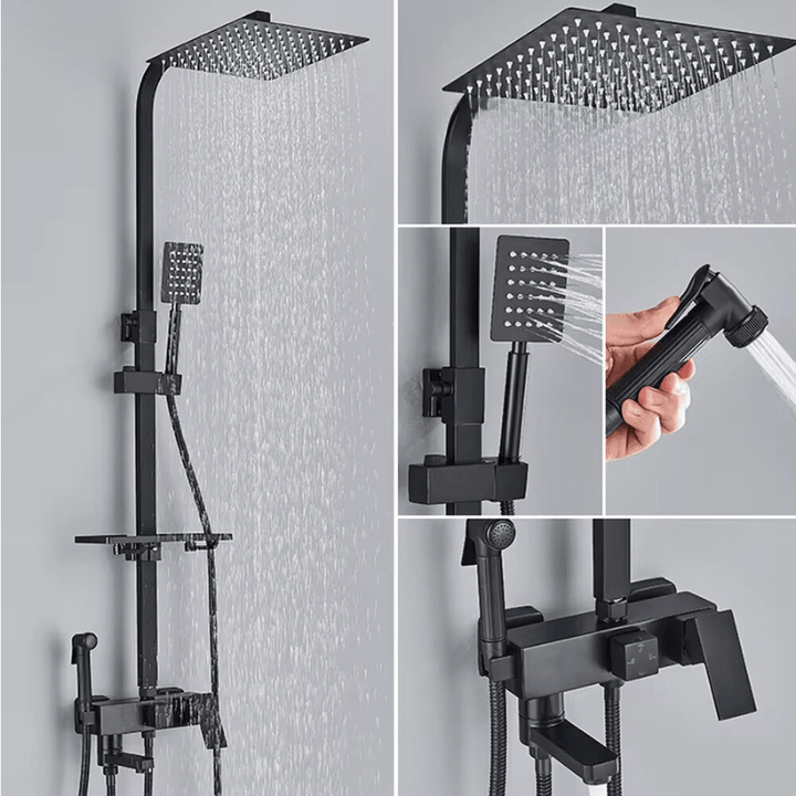 BowLift | RainFlow Luxe Rain Shower Set – adjustable brass shower fixture with 4 functions