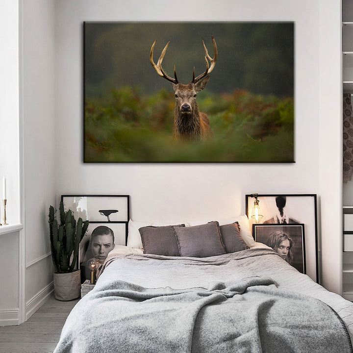 Curios Deer Amongst Ferns - Canvas Wall Art Painting | Bowlift