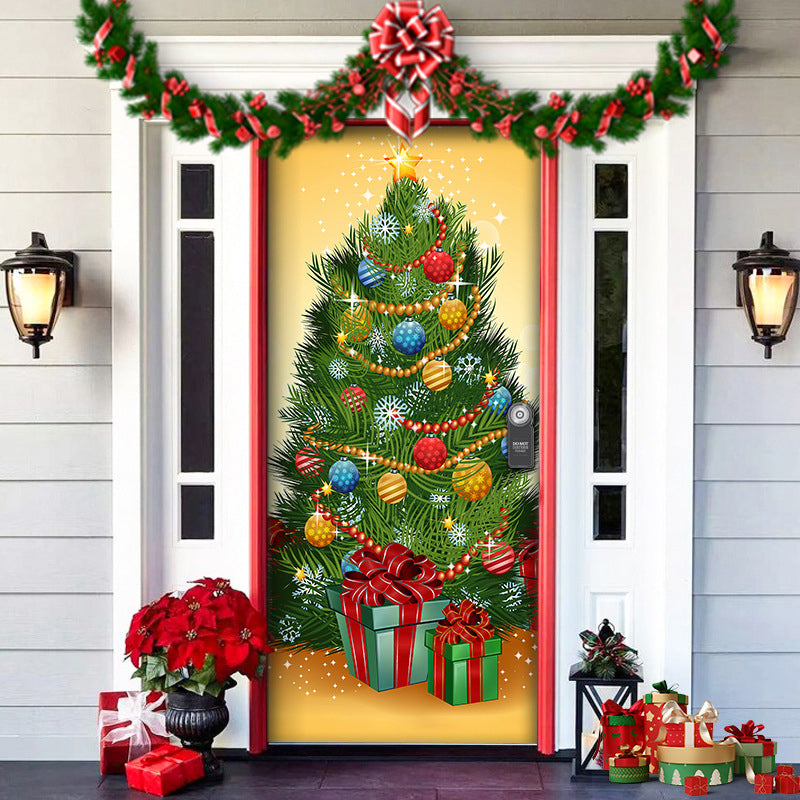 BowLift | Christmas Door Cover | Fabric Front Door Decoration | Washable & Reusable | 91×203cm
