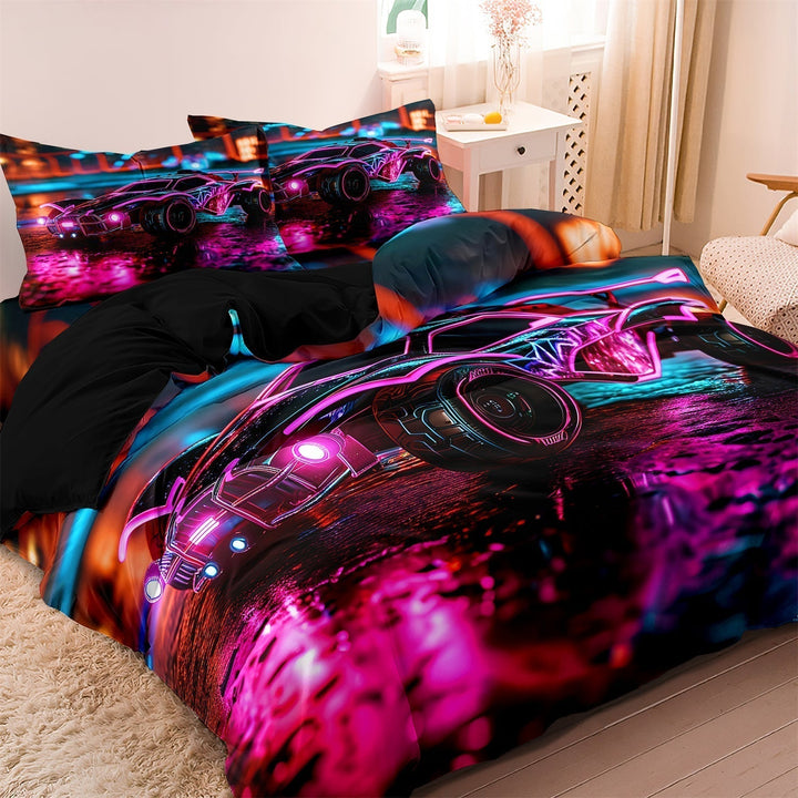 BowLift | TurboGlow - Neon Racecar Duvet Set