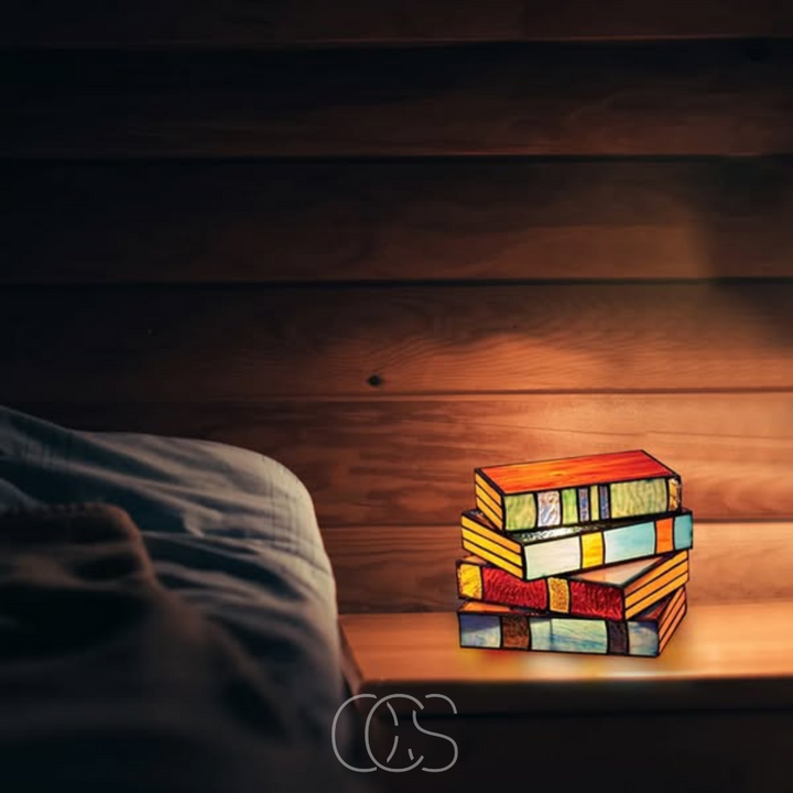 BowLift | Wireless Mosaic Book Lamp – Tiffany Style Decorative Table Light for Reading & Ambience