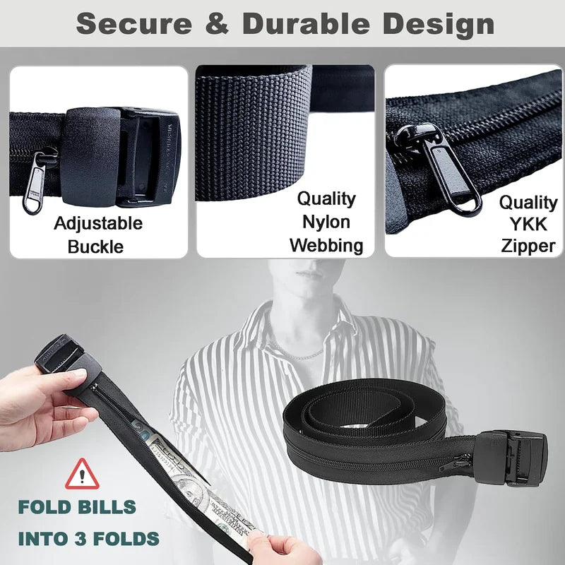 Anti-theft belt with hidden wallet | Bowlift