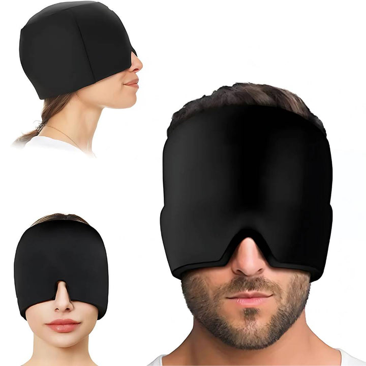 MigraSoothe Gel Hood Instant Headache and Migraine Relief | Cooling Comfort, Pressure Therapy & Light Blocking for Anytime Use Bowlift