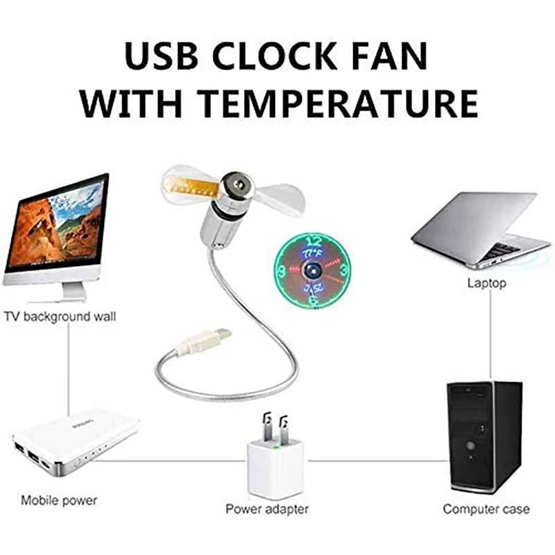 USB Fan with LED Clock Lighting | Bowlift