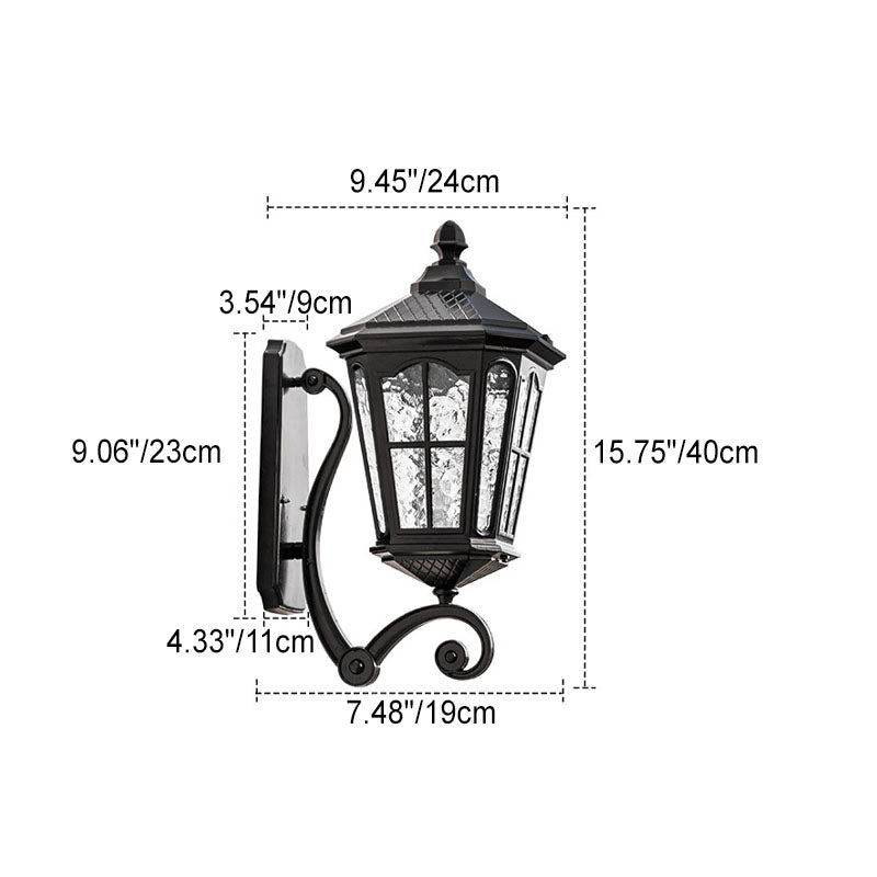 European Outdoor Lantern Aluminum Glass Waterproof 1-Light Wall Sconce Lamp | Bowlift