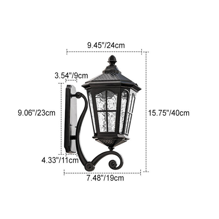 European Outdoor Lantern Aluminum Glass Waterproof 1-Light Wall Sconce Lamp | Bowlift