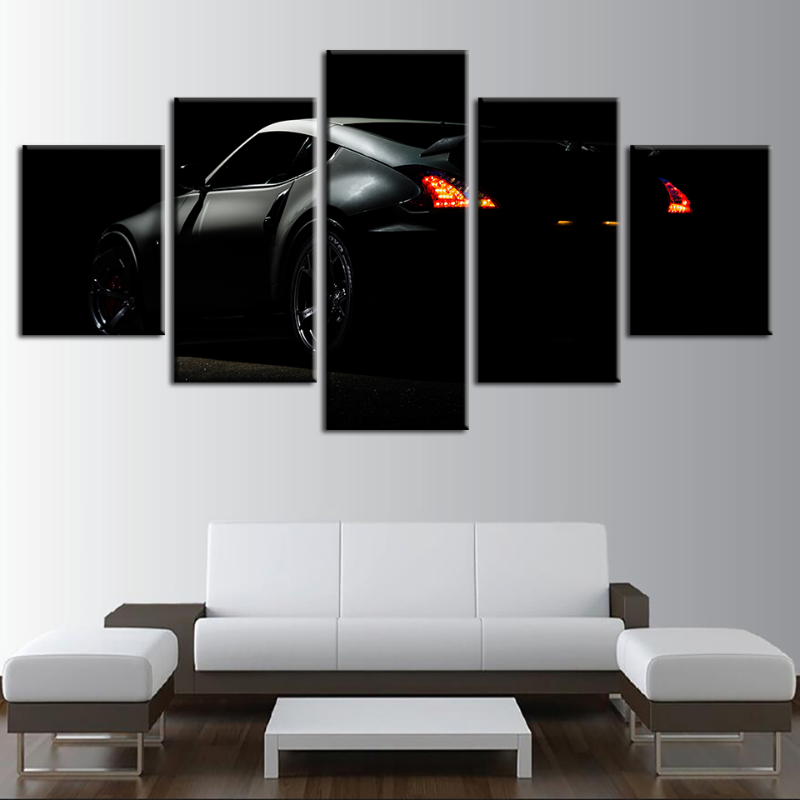 5 Piece Headlight Close Up Red Metallic Car - Canvas Wall Art Painting | Bowlift