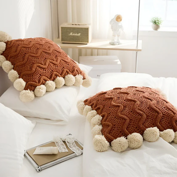 BowLift | Knitted Cushion Cover with Tassels in Boho Style