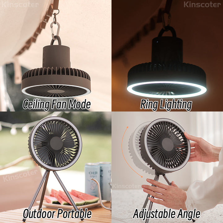 Portable Rechargeable Fan with LED and Built in Power Bank | Bowlift