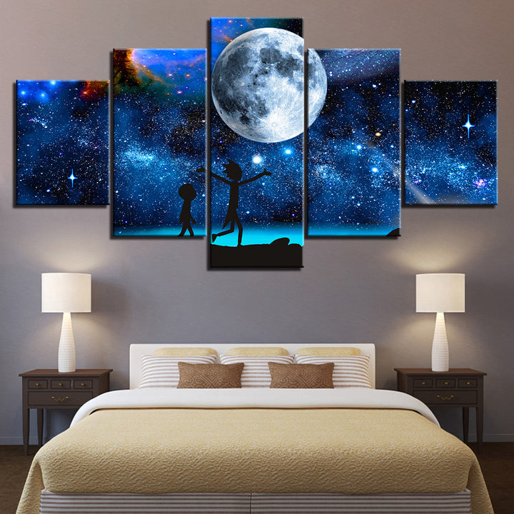 The Moon In The Galaxy   Canvas Wall Art Painting | Bowlift