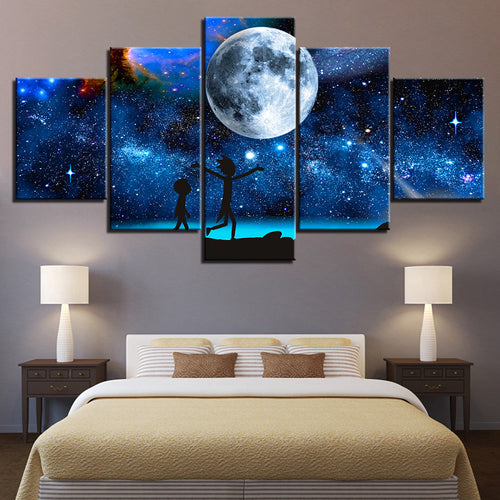 The Moon In The Galaxy   Canvas Wall Art Painting | Bowlift
