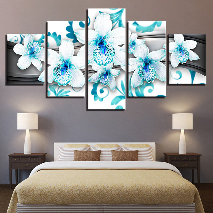 Dainty Blue Orchids 5 Piece - Canvas Wall Art Painting | Bowlift