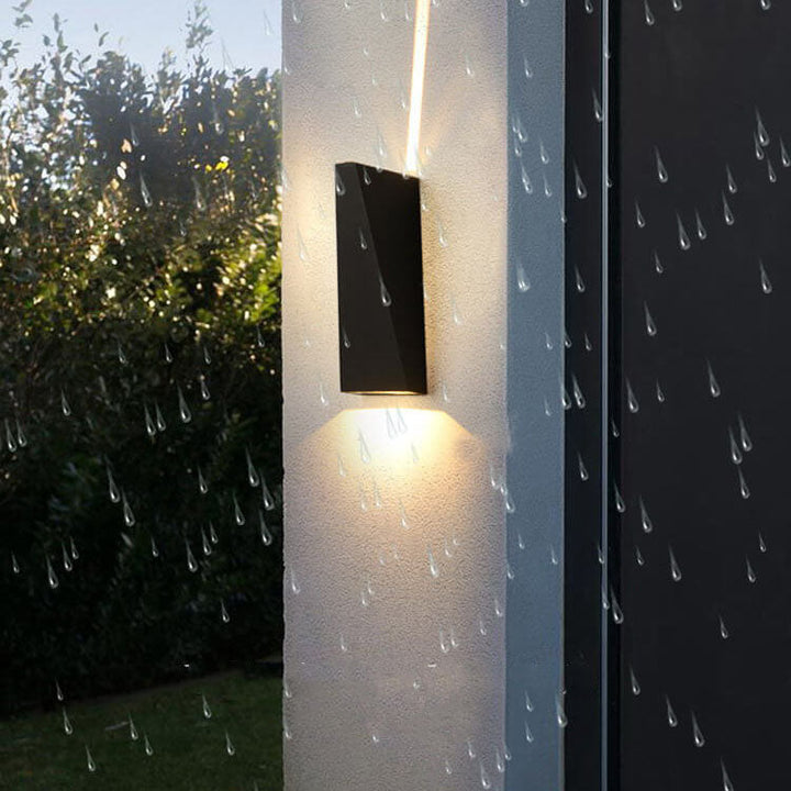 Simple Trapezoidal Outdoor Waterproof LED 2-Light Wall Sconce Lamp | Bowlift