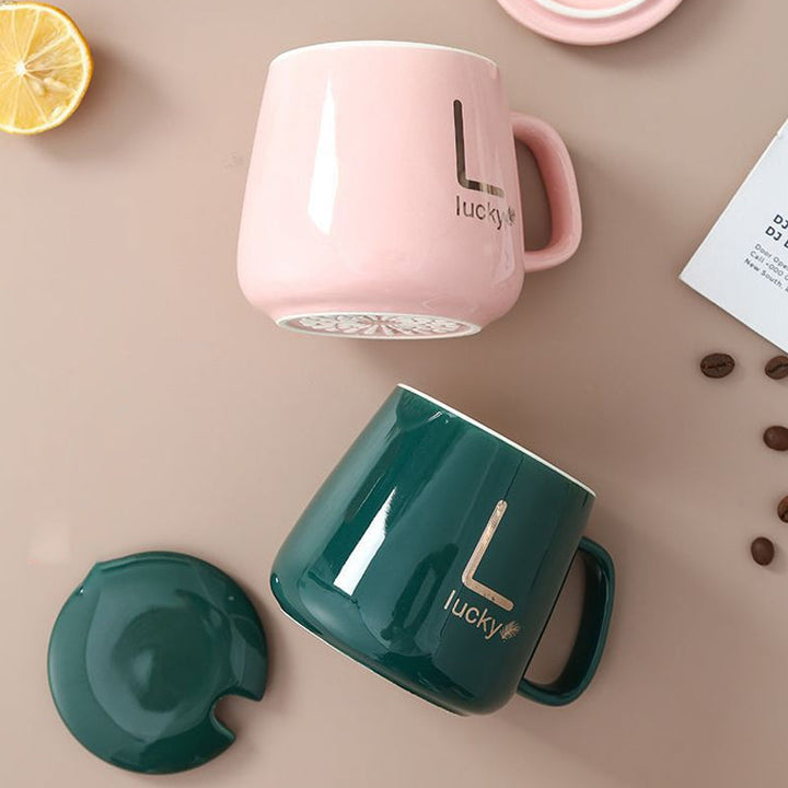 Large-Capacity Ceramic Mug with Lid and Spoon Coffee Cup Gift Set | Bowlift