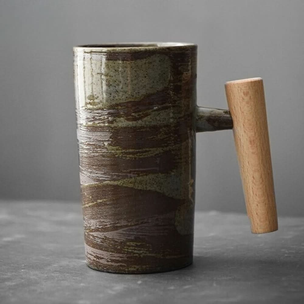 BowLift | BREWCRAFT MUG – Handmade ceramic mug with wooden handle for stylish coffee enjoyment