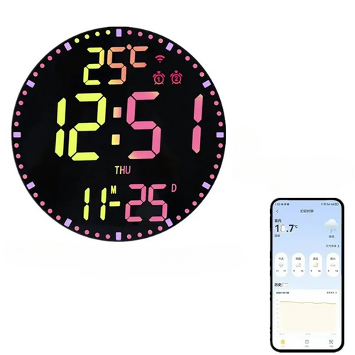 WiFiTime Clock - Smart LED Wall Clock with Calendar Bowlift
