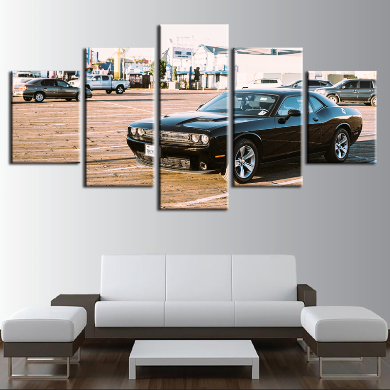 5 Pieces Classic Black Vintage Car - Canvas Wall Art Painting | Bowlift