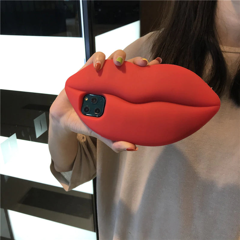 BowLift | 3D Big Red Lip Mouth Kiss Soft Silicone Shoulder Iphone Cases
