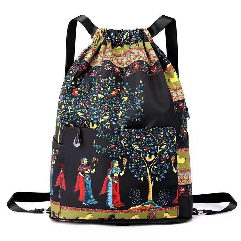 Drawstring shoulder bag in ethnic style | Bowlift