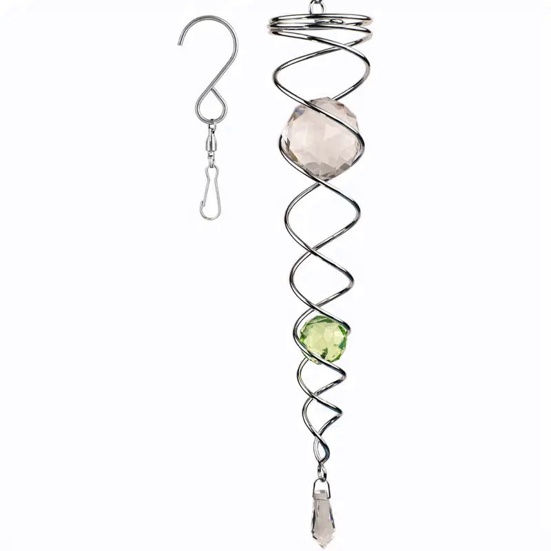 Wind Chimes Decor Crystal Gazing Ball Spiral Tail Wind Spinner Stabilizer | Bowlift