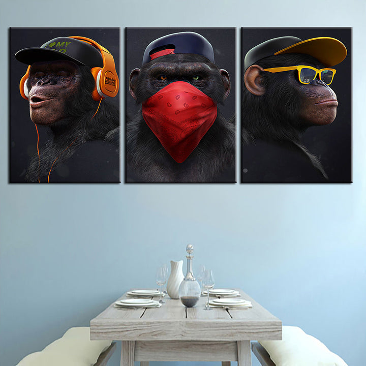 Monkey Crew 3 Piece - Canvas Wall Art Painting | Bowlift