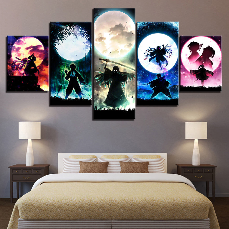 Demon Slayer - 5 Piece Canvas Wall Art Painting - Stunning Anime Inspired Design | Bowlift