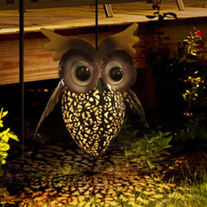 BowLift | Solar Waterproof Wrought Iron Hollow Owl Design LED Outdoor Hanging Light