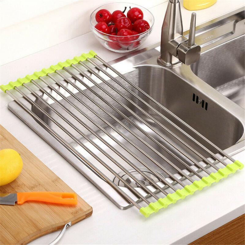 Stainless Steel Roll Up Dish Drying Rack, Foldable | Bowlift