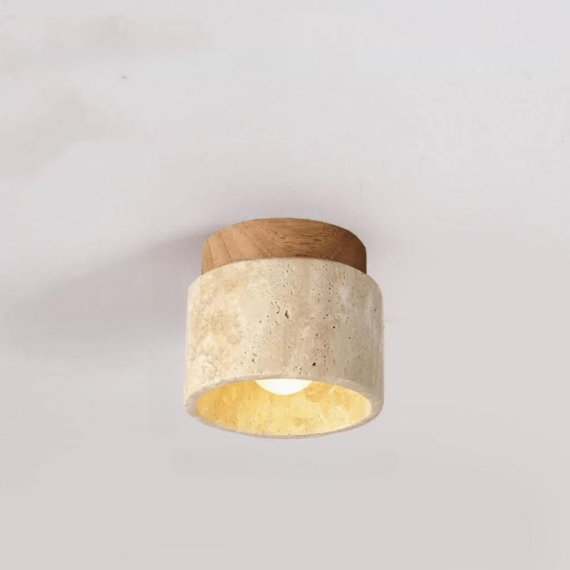 BowLift | Travertine ceiling light - Refined elegance - Soft light - Unique design