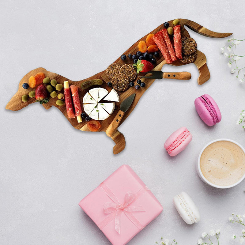 Wooden Dachshund Dog Dinner Plate | Bowlift
