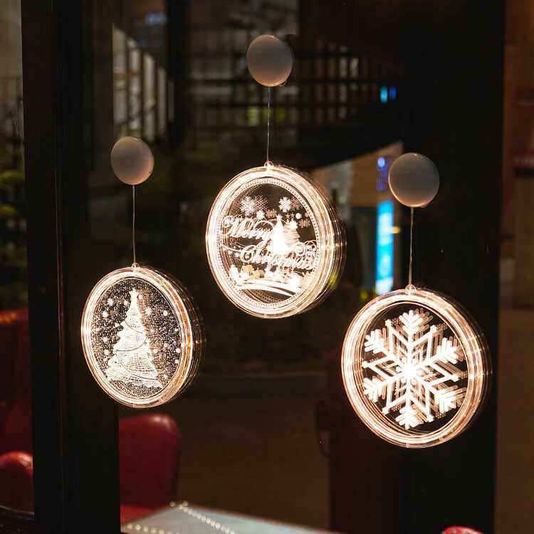BowLift | Christmas LED Acrylic Decoration Round Suction Cup Light