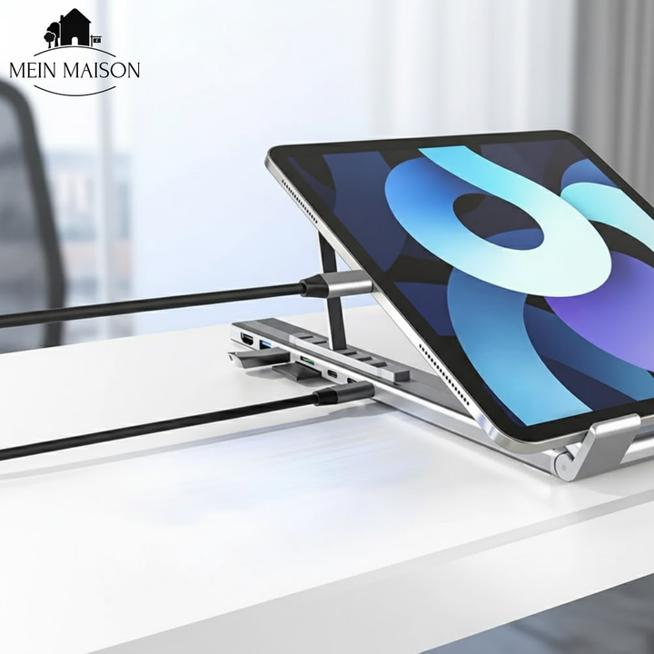 BowLift | ProDock Stand – 8-in-1 Laptop Riser and Hub combined!