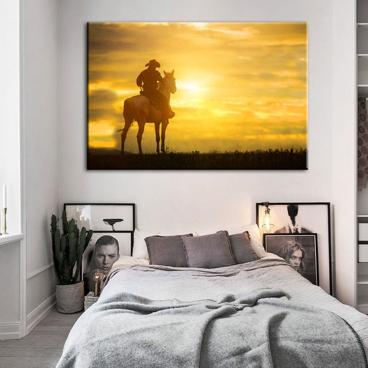 A Cowboy And His Steed - Canvas Wall Art Painting | Bowlift