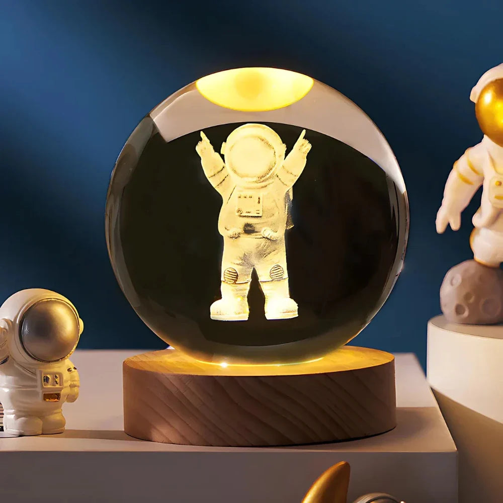 BowLift | Night Light Wooden Base Crystal Ball Lamp