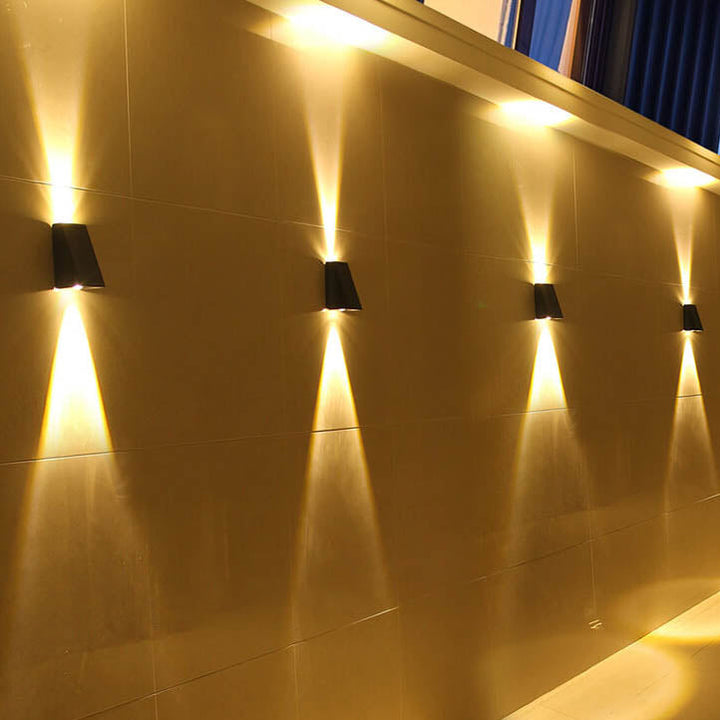 Simple Solar Trapezoid Outdoor Waterproof Up and Down Lights LED Wall Sconce Lamp | Bowlift