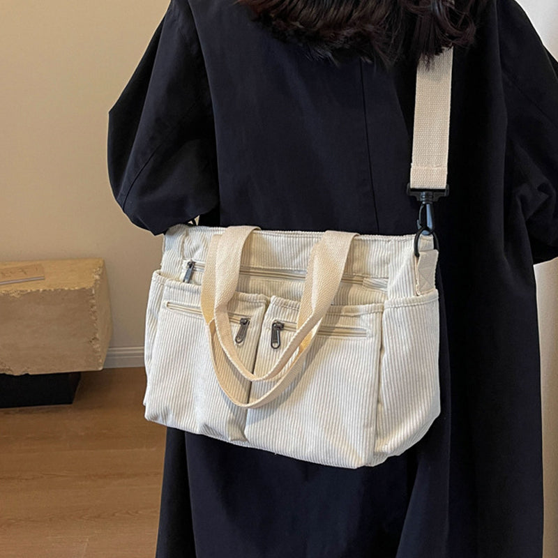 Single-colored Corduroy Tote Bag | Bowlift