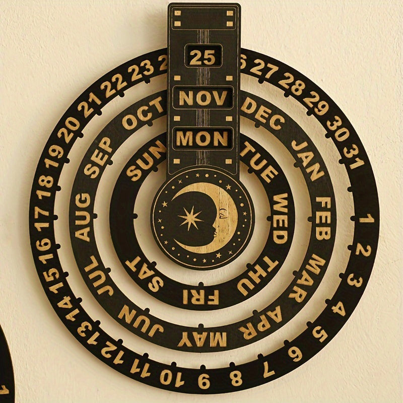 Wood Rotating Circular Perpetual Calendar | Bowlift